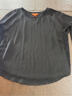 Joe Fresh Black Lace-Inset Women's Blouse Sz XL